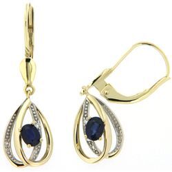 Paar Ohrhänger FIRETTI "Schmuck Geschenk Gold 333 Ohrschmuck Patentbrisur Farbstein Edelstein", blau (gelbgoldfarben, weißgoldfarben, blau, blau), Ohrringe, Damen, 0,012 ct P2 = erkennbare Einschlüsse, Gelbgold 333-Diamanten, Gelbgold 333, Diamanten, mit Saphir - mit Brillant