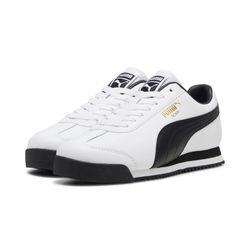 Sneaker PUMA "Roma 24 Sneakers Erwachsene", Gr. 39, beige (weiß schwarz team gold beige), Obermaterial: Leder, Synthetik; Futter: Textil, Synthetik; Innensohle: Textil; Laufsohle: Gummi, Schuhe