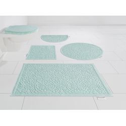 Badematte "Garden Pastels" Gr. 9, blau (aqua), H:3mm, Baumwolle, GUIDO MARIA KRETSCHMER HOME & LIVING, Badematten, Badteppich, Hoch-Tief-Effekte, auch als 2 tlg. Set erhältlich