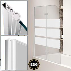 Swanew - Badewannenaufsatz Faltwand Badewanne Badewannenaufsatz Duschwand 180° esg nano Easy Clean Glas 2-teilig faltbar 100140CM weiß