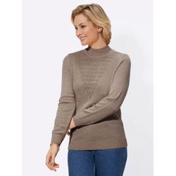 Stehkragenpullover CLASSIC BASICS "Pullover", Damen, Gr. 38, beige (sesam), 100% Polyacryl, unifarben, Langarm, Pullover