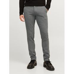 Chinos JACK & JONES "JPSTMARCO JJHENRY CHINO SN" Gr. 29, Länge 32, grau (grau melange detail:herringbone), Herren, Web, Obermaterial: 72% Baumwolle, 17% Polyester, 9% Viskose, 2% Elasthan, meliert, Hosen