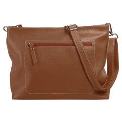 Umhängetasche SAMANTHA LOOK, Damen, Gr. B/H/T: 30cm x 24cm x 10cm onesize, braun (cognac), Leder, unifarben, leicht glänzend, Taschen, echt Leder, Made in Italy