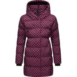 Steppmantel RAGWEAR "Niara Print", Damen, Gr. L (40), pink (fuchsia), Obermaterial: 100% Polyester, Innenfutter: 100% Polyester, Wattierung: 100% Polyester, modisch, tailliert ca. Mitte Oberschenkel, hoch geschlossener Ausschnitt, Langarm Ärmel ohne Ärmelschlitz Rippstrickbündchen, Mäntel, wasserdichter Mantel mit angesagtem Hahnentritt Muster