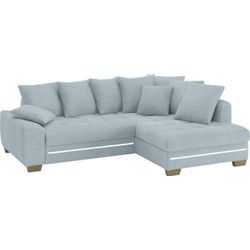 Ecksofa MR. COUCH "Nikita II, L-Form", blau (stripes 8624 blau grau), B:243cm H:88cm T:190cm, Stripes (92% Polyester / 8% Nylon), Sofas, mit RGB-LED Beleuchtung, wahlweise mit Bett, Bettkasten, Kaltschaum