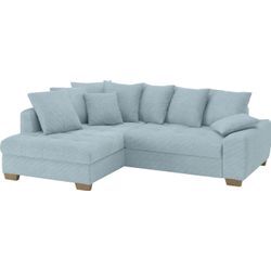 Ecksofa MR. COUCH "Nikita II, L-Form", blau (stripes 8624 blau grau), B:243cm H:88cm T:190cm, Stripes (92% Polyester / 8% Nylon), Sofas, mit Kaltschaumpolsterung, wahlweise mit Bett und Bettkasten