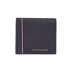 Geldbörse TOMMY HILFIGER "TH CORP CC AND COIN", blau (space blau), Leder, Basic, Kleinlederwaren, Men Geldbeutel, Portemonnaie, Kartenetui mit bunten Streifen