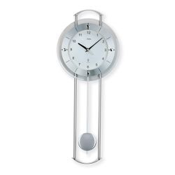 Funk-Pendelwanduhr AMS "F5254", silber (silberfarben), Wanduhren, B/L: 66cm x 24cm, Quarzuhr, Aluminium-/Metallgehäuse,Esszimmer,Wohnzimmer