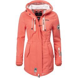 Funktionsmantel MARIKOO "Zimtzicke" Gr. L (40), rot (coral), Damen, Oberstoff: 98% Polyester, 2% Elasthan, Futter: 100% Polyester, Ärmelfutter: 100% Polyester, Mäntel, Wasserdichter Softshell Parka mit Kapuze