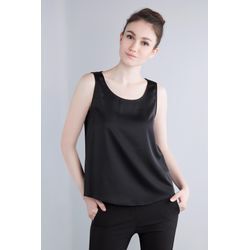 Blusentop IMPERIAL, Damen, Gr. L (40), schwarz (nero), Obermaterial: 97% Polyester, 3% Elasthan, glänzend, unifarben, feminin, figurumspielend, Rundhals, ohne Ärmel, Blusen, in glänzender Satinqualität