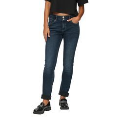 Slim-fit-Jeans QS, Damen, Gr. 38, Länge 32, blau, Denim/Jeans, Obermaterial: 84% Baumwolle, 14% Polyester, 2% Elasthan. Futter: 65% Polyester, 35% Baumwolle, unifarben, casual, slim fit knöchellang, Jeans, im Five-Pocket Style