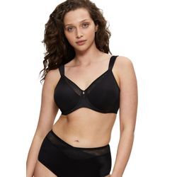 Minimizer-BH TRIUMPH "True Shape Sensation W01", Damen, Gr. 70, Cup C, schwarz, Jersey, Tüll, Obermaterial: 65% Polyamid, 26% Elasthan (LYCRA), 9% Polyester, unifarben, leicht transparent, klassisch, BHs, verkleinert die Brust optisch um eine Cup-Größe