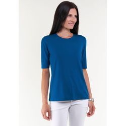 T-Shirt SEIDEL MODEN, Damen, Gr. 34, blau (petrol), Jersey, Obermaterial: 95% Viskose, 5% Elasthan, unifarben, Basic, figurumspielend hüftlang, Rundhals, Halbarm abgesteppte Kante, Shirts, mit Rundhalsausschnitt, MADE IN GERMANY