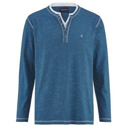 Langarm-Poloshirt BABISTA "Langarmshirt GIVIRA", Herren, Gr. 48, blau (petrol), Obermaterial: 96% Baumwolle CO. 4% Polyester PES., casual, regular fit normal, Serafino, Langarm, Shirts, in melierter Optik