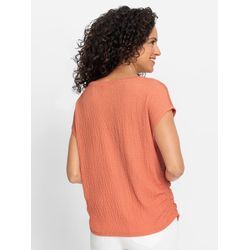 T-Shirt INSPIRATIONEN "Shirt", Damen, Gr. 40, orange (papaya), 99% Polyester, 1% Elasthan, unifarben, U-Boot-Ausschnitt, Kurzarm, Shirts