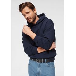 Kapuzensweatshirt FRUIT OF THE LOOM Gr. 4XL (64/66), blau (marine), Herren, angeraute Sweatware, Obermaterial: 80% Baumwolle, 20% Polyester, unifarben, Sweatshirts, aus Baumwollmischung