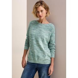 Strickpullover CECIL Gr. L (42), aventurine grün, Damen, Strick, Obermaterial: 64% Polyester, 36% Baumwolle, meliert, Pullover, im Melange-Look