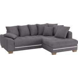Ecksofa MR. COUCH "Nikita II, L-Form", grau (stripes 8629 stone), B:243cm H:88cm T:190cm, Stripes (92% Polyester / 8% Nylon), Sofas, mit Kaltschaum, RGB-LED Beleuchtung, wahlweise mit Bett, Bettkasten