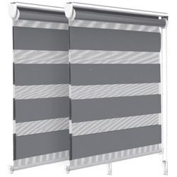 Vounot - 2er Set Doppelrollo klemmfix ohne Bohren, Duo Rollo Klemmrollo für Fenster und Tür, 80x150 cm, Grau