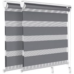 2er Set Doppelrollo klemmfix ohne Bohren, Duo Rollo Klemmrollo für Fenster und Tür, 100x150 cm, Grau - Vounot