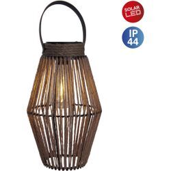 LED Solarleuchte NÄVE "Korbinian", beige (natur), B:18,00cm H:30,00cm L:18,00cm, Lampen, Schnurbespannung, inkl. Lichtbulb mit LED, warmweißes Licht, Henkel