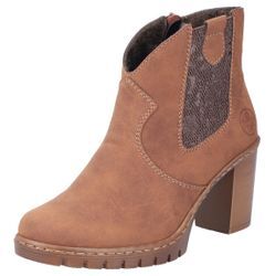 Cowboy Stiefelette RIEKER, Damen, Gr. 41, braun (cognac), Lederimitat, modisch, Schuhe, Westernstiefelette, Stiefelette mit seitlichem Stretcheinsatz