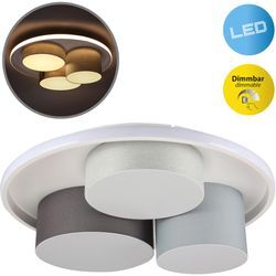 NÄVE LED Deckenleuchte "Eppan", grau (weiß, grau), Ø 49cm H: 15,5cm, Lampen, in 3 Stufen dimmbar über Wandschalter, Schirme: Textil, grau, weiß