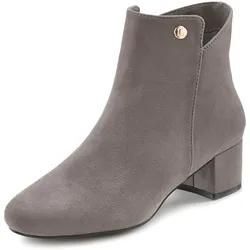 Stiefelette LASCANA, Damen, Gr. 36, grau (hellgrau), Obermaterial: 100% Textilmaterial. Futter: 100% Textilmaterial. Decksohle: 100% Textilmaterial. Laufsohle: 100% Synthetik, unifarben, klassisch, Schuhe, mit bequemen Blockabsatz, Ankle Boots, Stiefel VEGAN