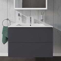 Duravit ME by Starck Waschtisch mit L-Cube Waschtischunterschrank 80 cm, graphit matt