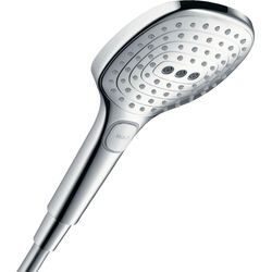 Handbrause HANSGROHE "Raindance Select E", silber (chrom), B:12,2cm H:19,8cm T:16,8cm, Duschköpfe, 12cm, 3 Strahlarten