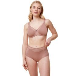 Minimizer-BH TRIUMPH "True Shape Sensation W01", Damen, Gr. 80, Cup E, braun (chocolate mousse), Jersey, Tüll, Obermaterial: 65% Polyamid, 26% Elasthan (LYCRA), 9% Polyester, klassisch, BHs, verkleinert die Brust optisch um eine Cup-Größe