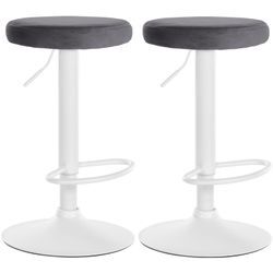 CLP 2er Set Barhocker Ponte Samt I Drehbarer Thekenhocker I Höhenverstellbarer Hocker I Küchenhocker mit Metallgestell