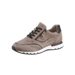 Sneaker CAPRICE, Damen, Gr. 37, grau (taupe), Glattleder, Veloursleder, sportlich, Schuhe