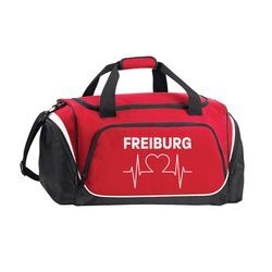 multifanshop Sporttasche - Freiburg - Herzschlag - Druck weiß - Tasche