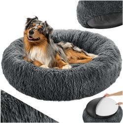 tectake® Hundebett, rund mit langem Plüsch, rutschfeste Unterseite, waschbar