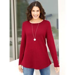 Rundhalspullover INSPIRATIONEN "Pullover", Damen, Gr. 38, rot, 50% Baumwolle, 50% Viskose, unifarben, bedruckt, gemustert, metallic, Langarm, Pullover