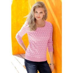 Strickpullover INSPIRATIONEN "Pullover", Damen, Gr. 36, rosa (rosé, weiß, getupft), 100% Polyacryl, gemustert, mehrfarbig, figurumspielend, Langarm, Pullover