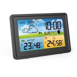 Lablanc - Funk-Wetterstation mit Außensensor mit Adapter, Wetterstation, digitale Innen-Funkuhr und Außenthermometer mit Wettervorhersage