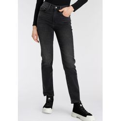 Straight-Jeans LEVI'S "724 High Rise Straight", Damen, Gr. 30, Länge 34, schwarz (schwarz denim), Jeans, Obermaterial: 85% Baumwolle, 7% Lyocell, 6% Elastomultiester, 2% Elasthan, casual, straight fit lang, Jeans