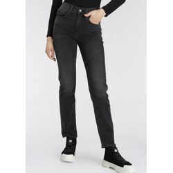 Straight-Jeans LEVI'S "724 High Rise Straight", Damen, Gr. 28, Länge 32, schwarz (schwarz denim), Jeans, Obermaterial: 85% Baumwolle, 7% Lyocell, 6% Elastomultiester, 2% Elasthan, casual, straight fit lang, Jeans