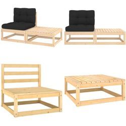 2-tlg. Garten-Lounge-Set mit Kissen Massivholz Kiefer - Garten-Lounge-Set - Garten-Lounge-Sets - Home & Living