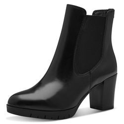 Chelseaboots TAMARIS, Damen, Gr. 37, schwarz, Glattleder, Lederimitat, Elastischer Einsatz, unifarben, klassisch, Schuhe, Blockabsatz, Businesschuh, Stiefelette, Abendschuh mit Touch It