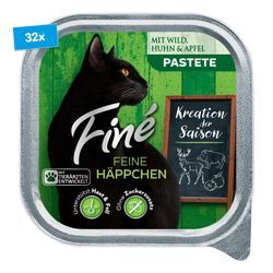 Finé Feine Häppchen Kreation der Saison Pastete mit Wild, Huhn & Apfel 100 g, 32er Pack