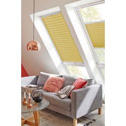 Dachfensterplissee SUNLINES "Classic Style Crepe", gelb (gelb, weiß), B:97cm H:142cm, Obermaterial: 100% Polyester, Plissees, mit Führungsschienen