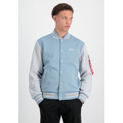 Sweater ALPHA INDUSTRIES "Alpha Industries Men - Outdoor Jackets Varsity Sweat Jacket ML", Herren, Gr. L, bunt (graublau), Obermaterial: 79% Polyester, 21% Baumwolle, regular fit, Sweatshirts