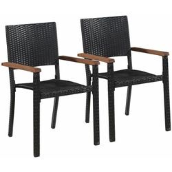 Gartenstühle 2 Stk. Poly-Rattan Schwarz Vidaxl