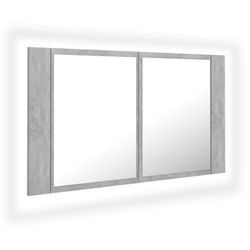 Vidaxl - LED-Bad-Spiegelschrank Betongrau 80x12x45 cm Acryl