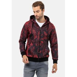 Sweatjacke CIPO & BAXX "Jacken", Herren, Gr. S, rot (burgundy), 50% Baumwolle;50% Polyester, animal-print, Basic, regular fit normal, Langarm, Sweatjacken, mit auffälligem Print, CL559