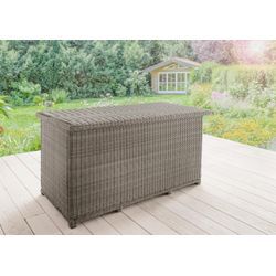 Kissenbox DESTINY "CASA", grau, B:175cm H:90cm T:86cm, Aluminium, Geflecht Polyrattan, Aufbewahrungsboxen, Polyrattan, Deckel mit Gasdruckfeder, inkl. Inlett mit Reißverschluß