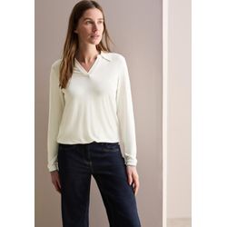 Langarmshirt CECIL, Damen, Gr. L (42), weiß (vanilleweiß), Jersey, Obermaterial: 95% Viskose, 5% Elasthan, casual, bequem, V-Ausschnitt, Langarm, Shirts